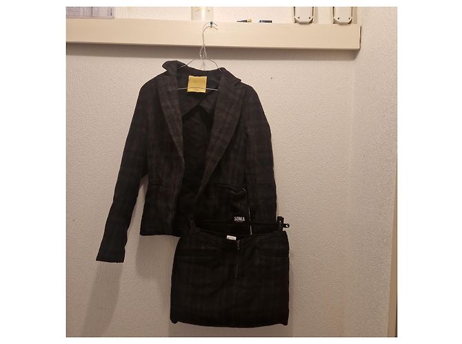 Autre Marque Completo C'N'C Costume National Giacca e Gonna in Lana a Quadri Grigio - vista 4