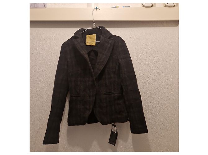 Autre Marque Completo C'N'C Costume National Giacca e Gonna in Lana a Quadri Grigio - vista 9