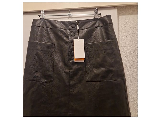 Hugo Boss Mini gonna in similpelle nera BOSS Nero - vista 4