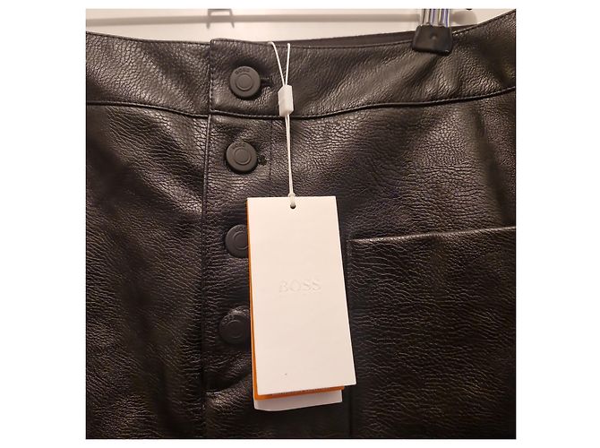 Hugo Boss Mini gonna in similpelle nera BOSS Nero - vista 5