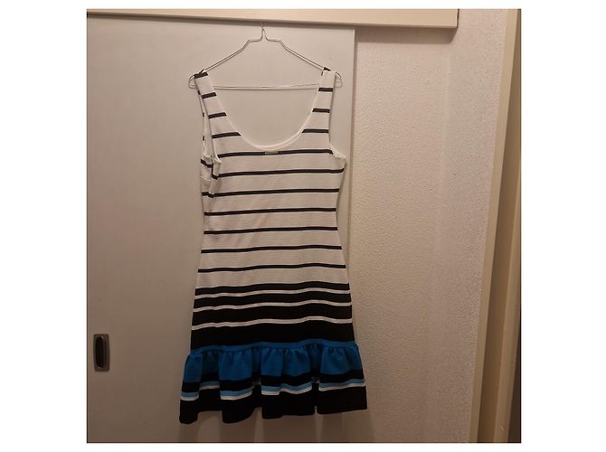 Michael Kors Vestido de Verano a Rayas con Volante Negro Blanco Azul - vista 3
