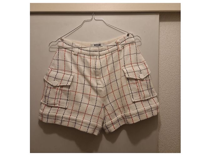 MSGM Shorts de tweed a cuadros blancos y rojos Roja Azul oscuro - vista 2