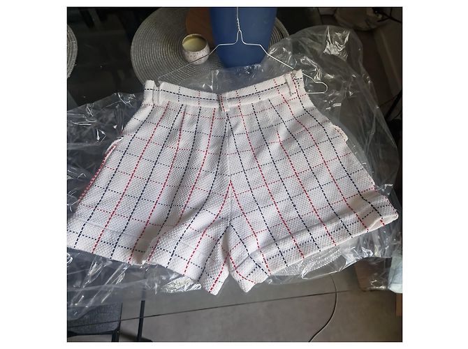 MSGM Shorts de tweed a cuadros blancos y rojos Roja Azul oscuro - vista 5