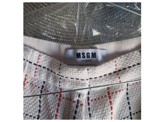 MSGM Shorts de tweed a cuadros blancos y rojos Roja Azul oscuro - vista 6