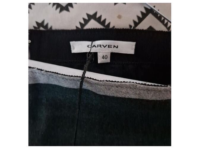 Carven Gestreifte Wollshorts Braun Blau Grau - Ansicht 10