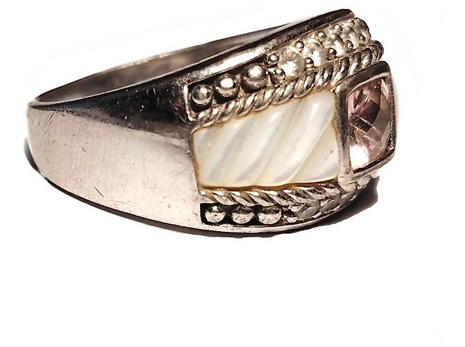 Autre Marque Judith Ripka Sterlingsilber Ring Perlmutt CZ Größe EU 65 - Ansicht 2