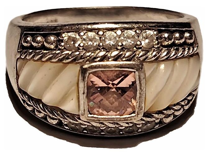 Autre Marque Judith Ripka Sterlingsilber Ring Perlmutt CZ Größe EU 65 - Ansicht 3
