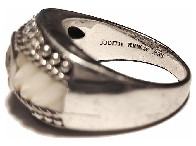 Autre Marque Judith Ripka Sterlingsilber Ring Perlmutt CZ Größe EU 65 - Ansicht 4