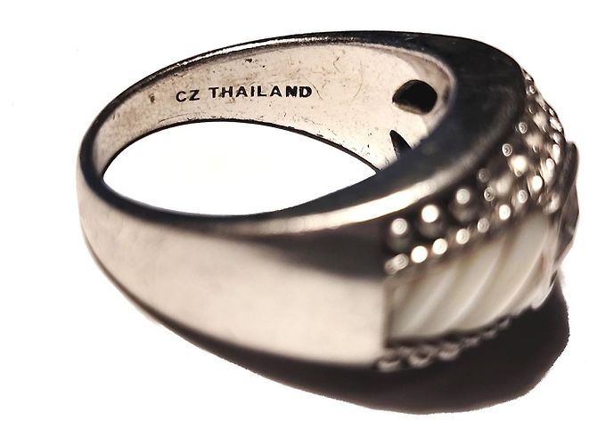 Autre Marque Judith Ripka Sterlingsilber Ring Perlmutt CZ Größe EU 65 - Ansicht 5