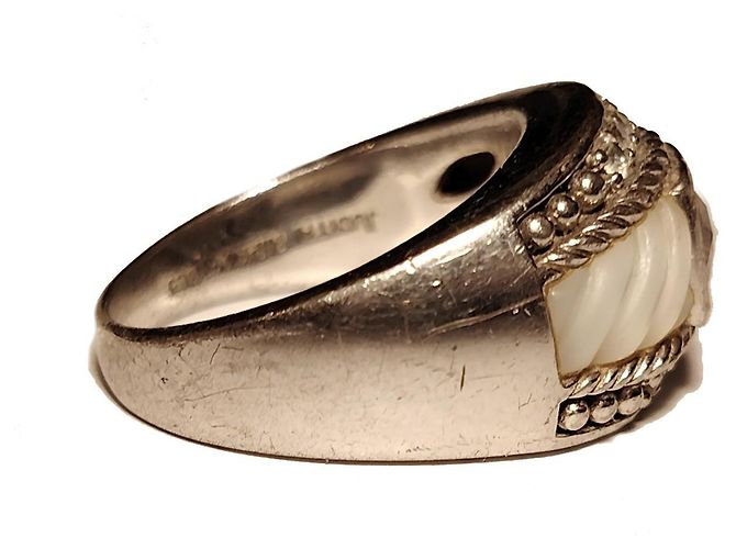Autre Marque Judith Ripka Sterlingsilber Ring Perlmutt CZ Größe EU 65 - Ansicht 7