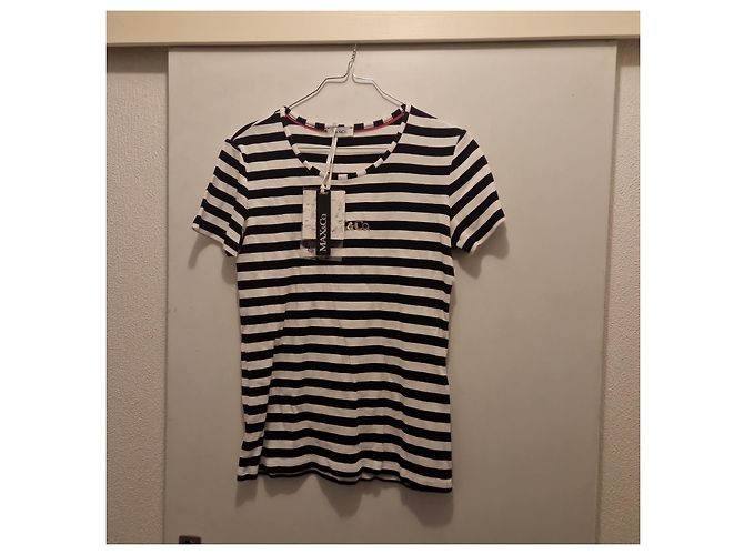 Autre Marque Max&Co. T-shirt a righe con logo - Bianco e Nero - vista 5