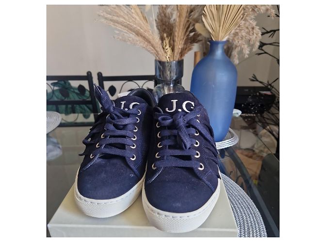 John Galliano Sneakers Basse in Scamosciato Blu Navy - vista 2