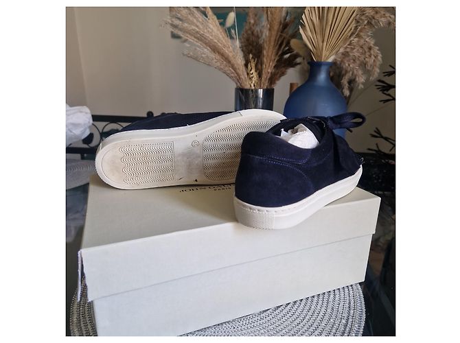 John Galliano Sneakers Basse in Scamosciato Blu Navy - vista 6