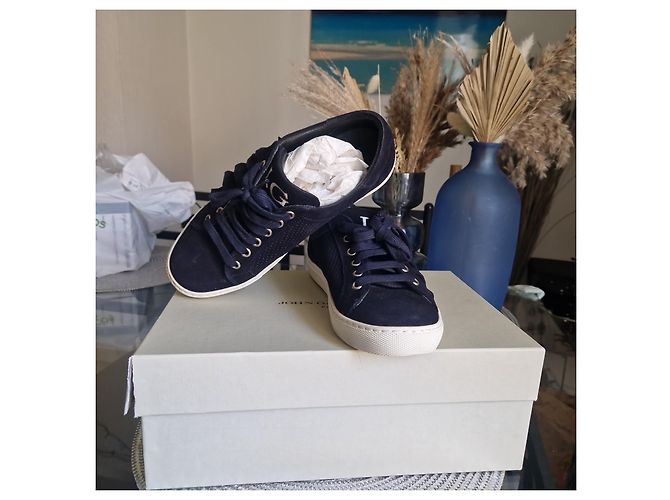 John Galliano Sneakers Basse in Scamosciato Blu Navy - vista 7
