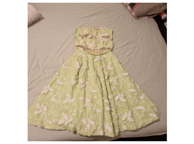 Autre Marque Vestido largo Isabel Garcia verde con flores blancas Blanco - vista 6