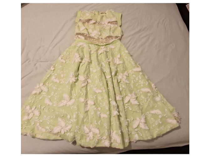 Autre Marque Vestido largo Isabel Garcia verde con flores blancas Blanco - vista 7
