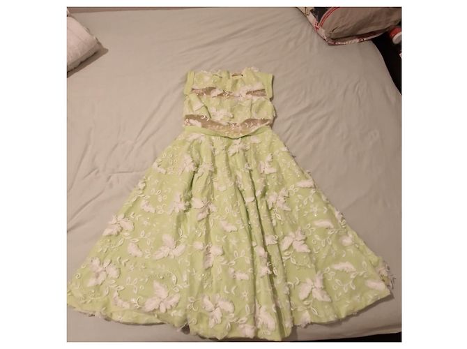 Autre Marque Vestido largo Isabel Garcia verde con flores blancas Blanco - vista 8