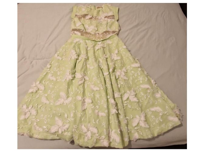 Autre Marque Vestido largo Isabel Garcia verde con flores blancas Blanco - vista 9