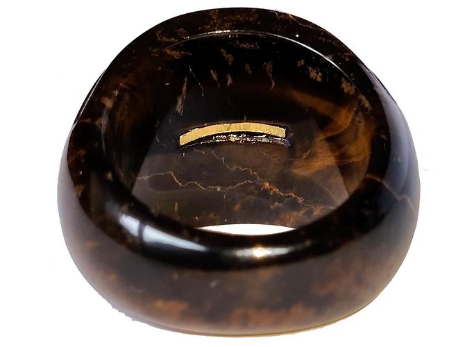 Autre Marque Milor Italy Statement Ring 14K Gold Tigerauge EU 62 Braun - Ansicht 5