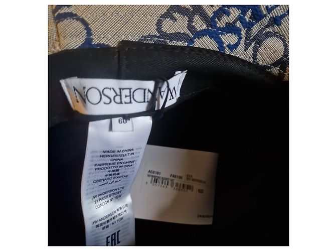JW Anderson Cappello Bucket Monogramma Blu e Bianco - vista 7