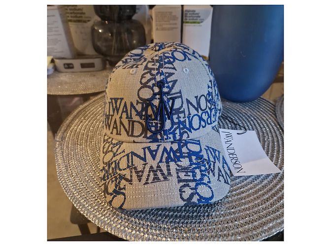 Cappellino monogramma JW Anderson - Blu e Beige - vista 3
