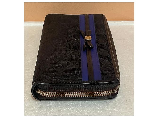 Gucci Monogram Canvas Zip-Around Wallet with Bow - Black - view 4