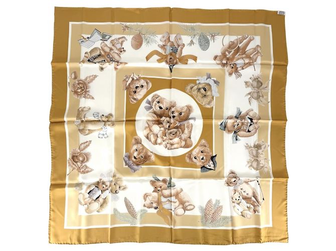 Hermès Foulard Hermes Carre 90 Marrone Giallo - vista 2