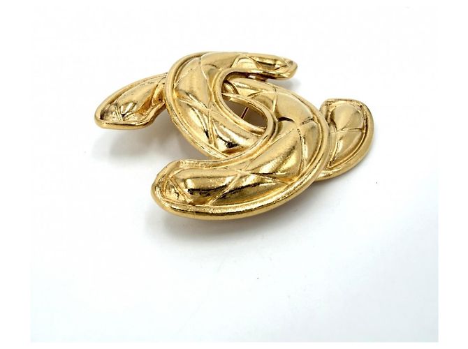 Spilla Chanel Vintage Gold Matelassé D'oro - vista 3