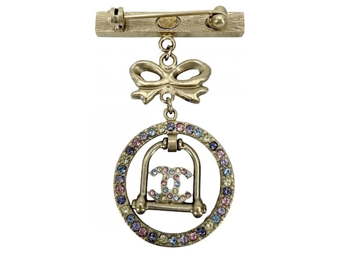 Spilla Chanel placcata oro con strass Multicolore D'oro - vista 2