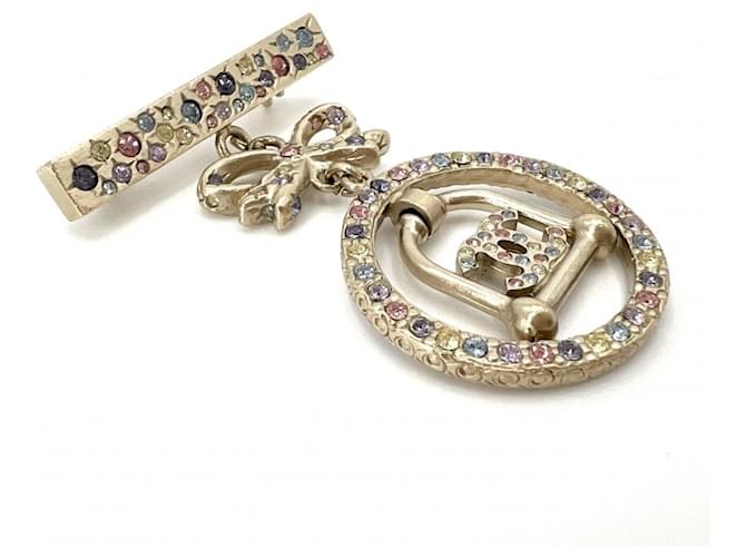 Spilla Chanel placcata oro con strass Multicolore D'oro - vista 3
