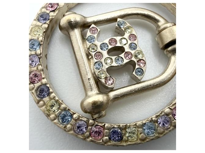 Spilla Chanel placcata oro con strass Multicolore D'oro - vista 5