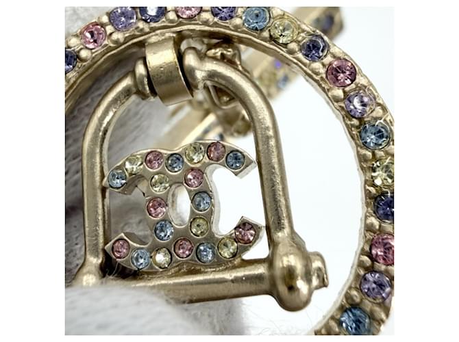 Spilla Chanel placcata oro con strass Multicolore D'oro - vista 6