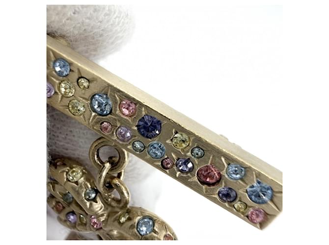 Spilla Chanel placcata oro con strass Multicolore D'oro - vista 7