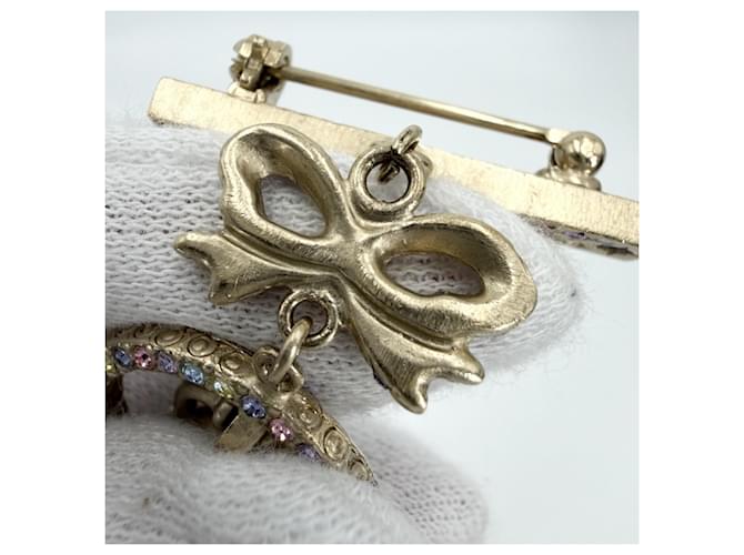 Spilla Chanel placcata oro con strass Multicolore D'oro - vista 9