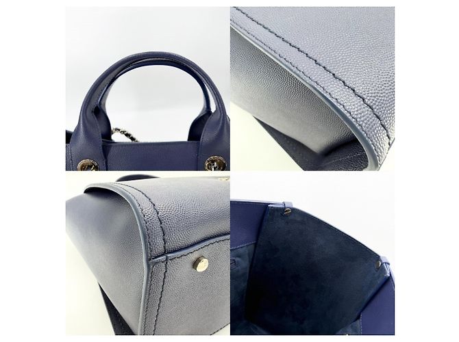 Borsa Tote Chanel Deauville MM Blu Blu navy - vista 7