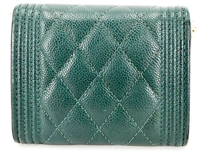 Portafoglio con catena matelassé verde Chanel - vista 2