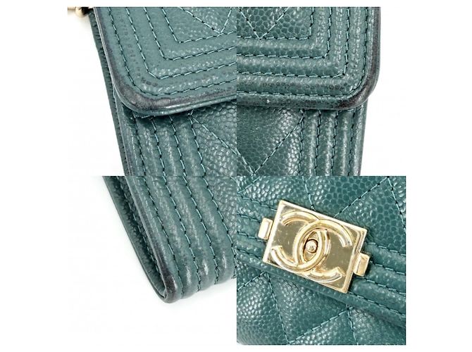 Portafoglio con catena matelassé verde Chanel - vista 6
