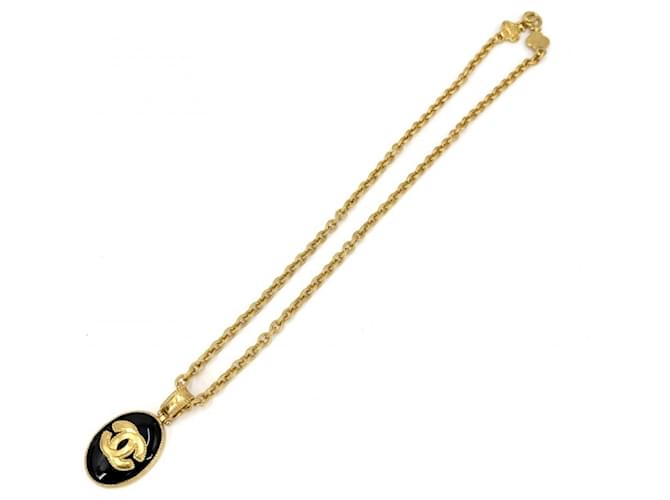 Timeless Collana lunga Chanel Vintage Coco Mark Nero D'oro - vista 5