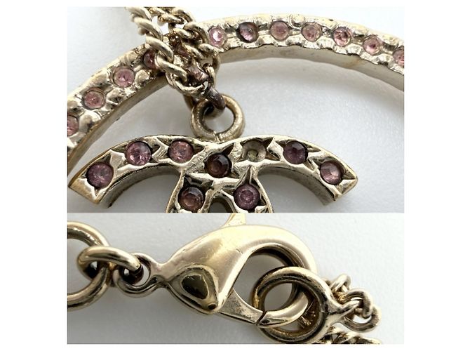 Collana Chanel in strass oro e rosa da donna D'oro - vista 6
