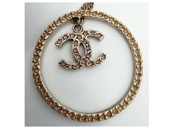 Collana Chanel in strass oro e rosa da donna D'oro - vista 8