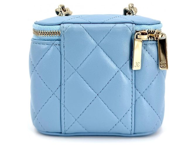 Pochette Vanity Mini Matelassé da donna Chanel - Borsa a tracolla Blu chiaro - vista 2