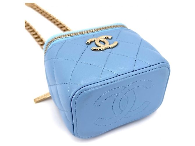 Pochette Vanity Mini Matelassé da donna Chanel - Borsa a tracolla Blu chiaro - vista 3