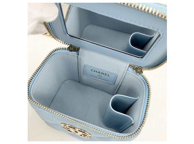 Pochette Vanity Mini Matelassé da donna Chanel - Borsa a tracolla Blu chiaro - vista 4
