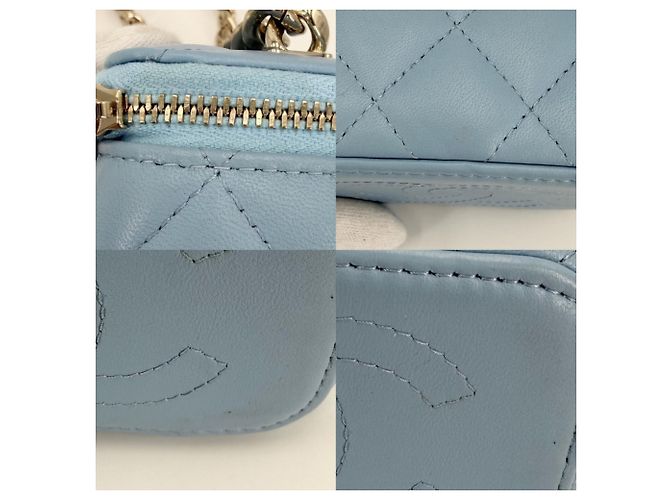 Pochette Vanity Mini Matelassé da donna Chanel - Borsa a tracolla Blu chiaro - vista 6
