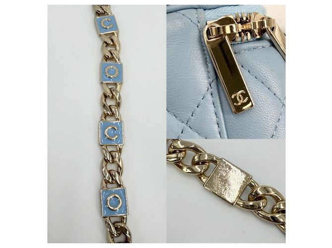Pochette Vanity Mini Matelassé da donna Chanel - Borsa a tracolla Blu chiaro - vista 7