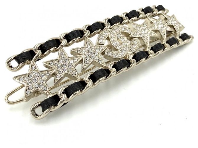 Barrette in pelle placcata oro Chanel Nero D'oro - vista 3