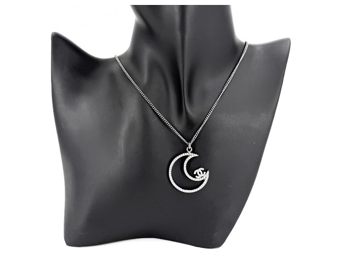 Collana Chanel in strass argento - vista 3