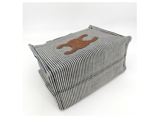 Céline Borsa cabas Thais Triomphe piccola da donna Celine Bianco Blu navy - vista 3