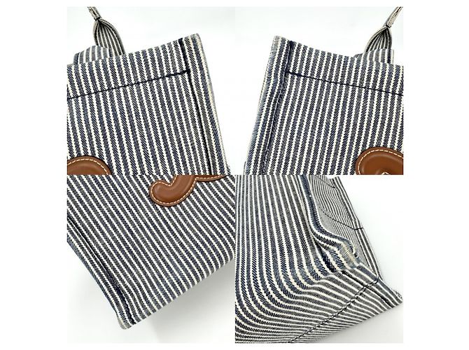 Céline Borsa cabas Thais Triomphe piccola da donna Celine Bianco Blu navy - vista 6