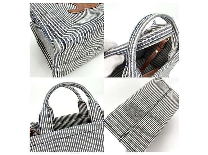 Céline Borsa cabas Thais Triomphe piccola da donna Celine Bianco Blu navy - vista 7